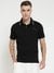 Black Solid Polo Collar Short Sleeves T-shirt