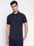 Nolan Organic Stretch Micro Smart Blue Solid Polo Collar Slim Fit T-Shirt
