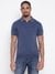 Men Navy Blue Solid Polo Collar T-shirt
