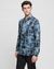 Men's Blue Viscose Printed Regular Fit Spread Collar Full Sleeve Shirts