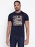 Men Navy Blue Printed Round Neck T-shirt