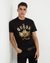 Men's Black Cotton Printed Regular Fit T-shirt