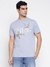Organic Cotton Nimbus Blue Multi Crane And Typography Round Neck Regular Fit T-Shirt