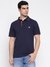Tech Stretch Piquet Smart Blue Solid Polo Collar Slim Fit T-Shirt