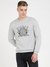 Grey Cotton Blend Printed Pullover Sweater