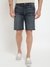 Blue Cotton Blend Solid Regular Fit Shorts