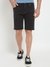 Men Black Washed Mid-Rise Knee Length Denim Shorts