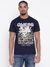 Men Navy Blue Printed Round Neck T-shirt