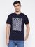 Mid Organic Stretch Smart Blue G Chain/ Geometric Round Neck Slim Fit T-Shirt
