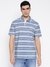 Organic Piquet Cloudy Smart Blue Horizontal Stripes Polo Collar Regular Fit T-Shirt