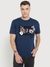Cave Blue Printed Round Neck Short Sleeves T-Shirt