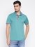 Tech Stretch Soft Teal Solid Polo Collar Slim Fit T-Shirt
