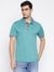 Tech Stretch Soft Teal Solid Polo Collar Slim Fit T-Shirt