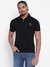 Men Black Solid Polo Collar T-shirt