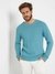 Soft Teal Solid Round Neck Full Sleeve Deven Pullover Sweater