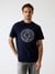 Guess Men's Smart Blue Printed Round Neck Short Sleeve Organic Heavy Jersey T-Shirt