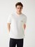 Guess Men's Pure White Printed Round Neck Short Sleeve Organic Stream Jersey T-Shirt