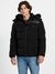 Black Solid Hooded Jacket