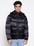 Guess Men Satin Wet Effect Jet Black Solid Hooded Neck Regular Fit Metallized Puffer Jacket