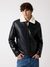 Guess Men Solid Collared Long Sleeves Shearling Jacket