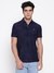 Guess Men Allover Paisley Jacquard Dar Textured Polo Neck Regular Fit T-Shirt