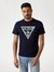 Men Navy Blue Printed Round Neck T-shirt