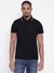 Men Black Solid Polo Collar T-shirt