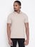 Men Beige Solid Polo Collar T-shirt