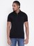 Men Black Solid Polo Collar T-shirt