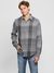 Guess Men's Grey Checked Spread Collar Long Sleeves Shirt