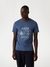 Guess Men's Blue Printed Crew Neck Short Sleeves T-Shirt