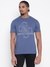 Men Blue Printed Round Neck T-shirt
