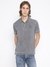 Guess Men's Grey Solid Collared Short Sleeves Polo T-Shirt
