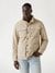 Beige Solid High Neck Jacket