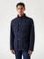 Navy Blue Solid High Neck Jacket