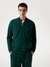 Green Solid Band Collar Sweatshirt