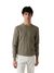 Olive Self Design Round Neck Sweater