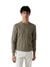 Olive Self Design Round Neck Sweater