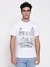 Guess Men Mid Organic Stream Pure White Typography With Palm Illustration Round Neck Regular Fit T-Shirt