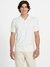 White Self Design Polo Neck Polo T-shirt