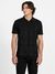 Black Self Design Polo Neck Polo T-shirt