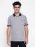 Guess Men Eco Rayon Smart Blue Heather Piquet Micro Textured Polo Neck Regular Fit T-Shirt