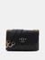 Black Logo Textured Magnetic Snap Dita Flap Crossbody Bag