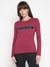Wine Printed Crew Neck Full Sleeve T-Shirt