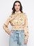 Beige Printed High Neck Full Sleeve Top