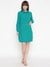 Teal Solid Shirt Collar Full Sleeve Shirt Dress