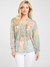 Guess Women Floral Mandarin Collar Long Sleeves Shirt Style Top