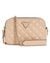 Beige Polyurethane Quilted Crossbody Camera Bag