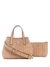 Guess Women Beige Quilted Adjustable Detachable Strap Mini Tote Bag with Inner Bag