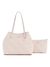 Guess Light Beige Logo Textured Vikky Tote Bag With Pouch